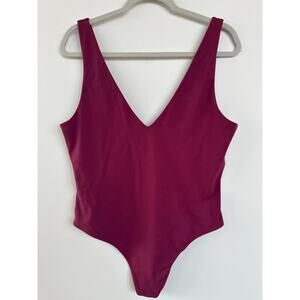 Aritzia Babaton Thong Bodysuit Pink V-Neck/Back, Size XL